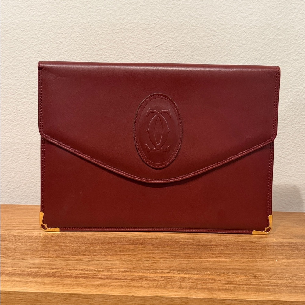 Cartier Must de Cartier Bordeaux Leather Clutch — Great Condition